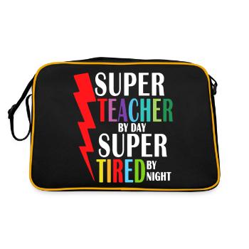 Super Teacher By Day Super Tired By Night - Retro Bag - black/gold - Back