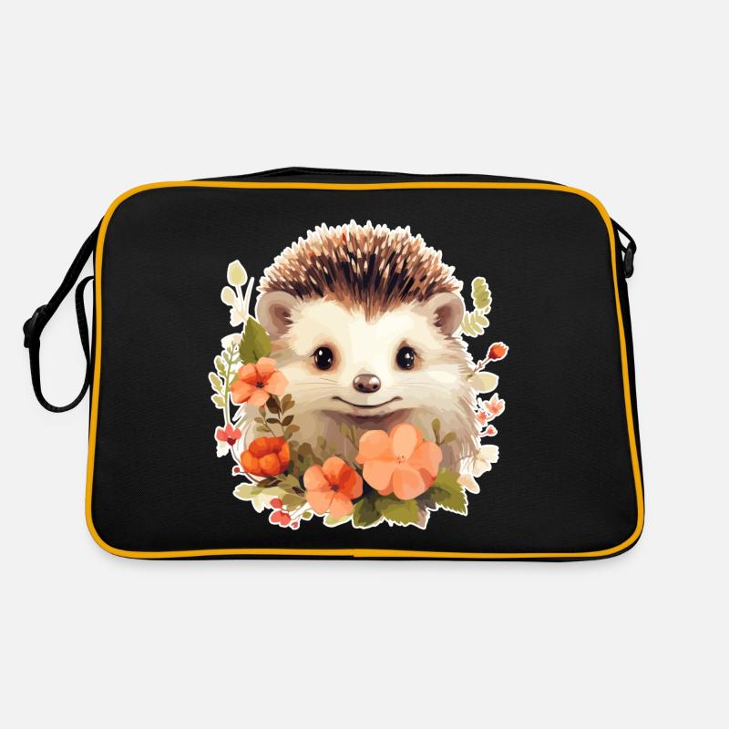 Hérisson mignon - Sac Retro - noir/or