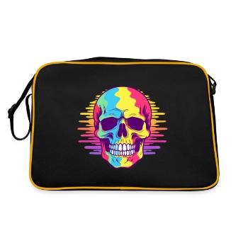 Rainbow skull - Retro Tasche - Schwarz/Gold - Hinten