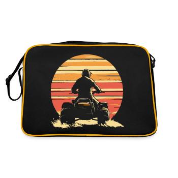 Quad Quadfahrer vintage Sonnenuntergang - Retro Tasche - Schwarz/Gold - Hinten