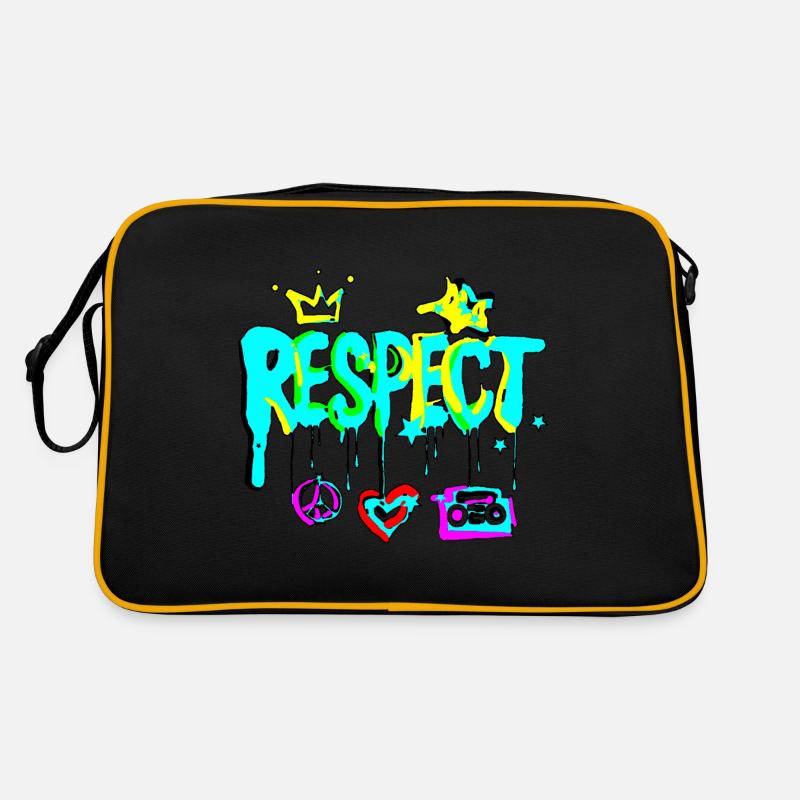 RESPECT Graffiti colourful - Retro Tasche - Schwarz/Gold