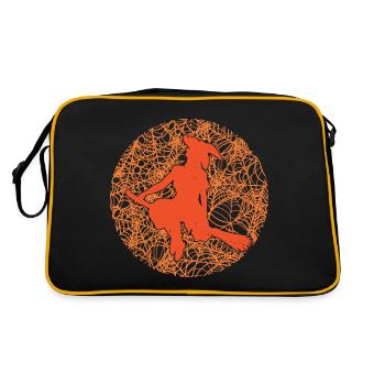 Spooky Spider Web Witchcraft Broomstick Halloween - Retro Bag - black/gold - Back
