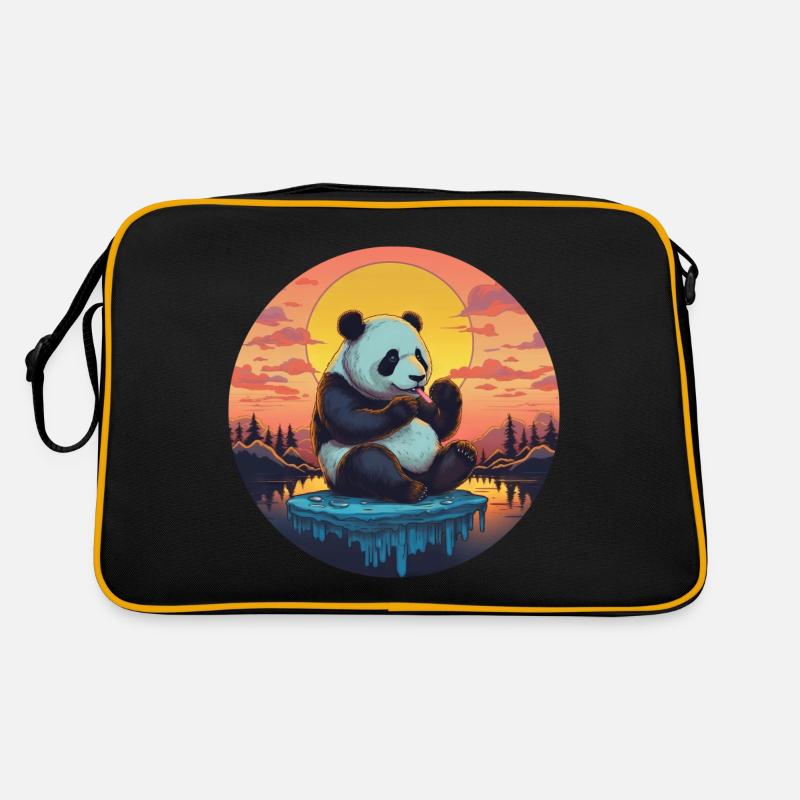 Cute panda on ice floe with candy - Sun Retro Bag