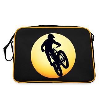 Mountain Bike Downhill - Sunset Silhouette - Retro Bag - black/gold - Back