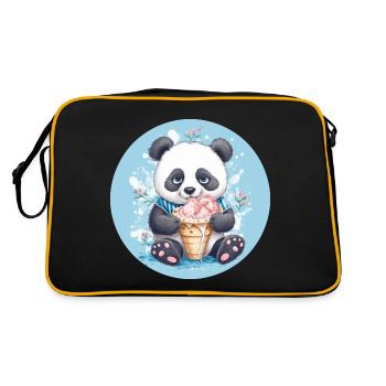 Tollpatschiger Panda - Eis & Blumen Sunset Design - Retro Bag - black/gold - Back