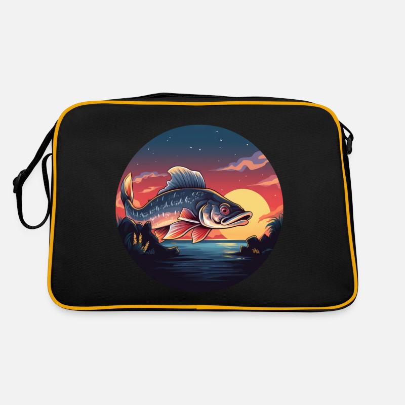 Angler Fisch Forelle Sunset Retro Tasche