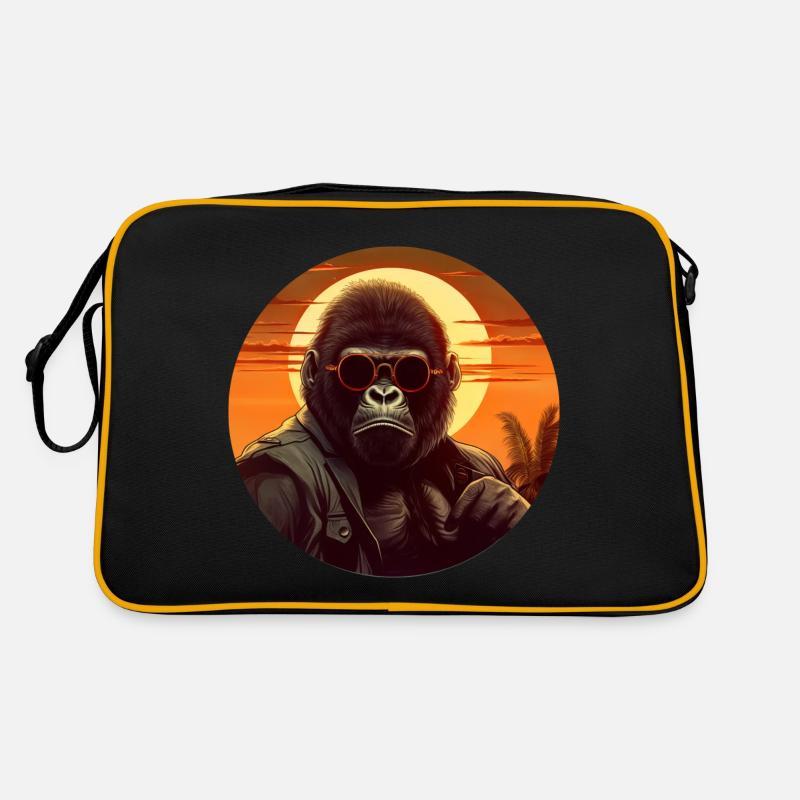 Cooler Gorilla in Lederjacke - Sunset Design Retro Tasche