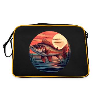 Trout at sunset Atmospheric design - Retro Bag - black/gold - Back