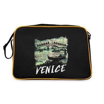Pont Rialto de Venise: Illustration Charmante - Sac Retro - noir/or - Dos