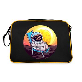 Astronaut sloth in a deck chair - original - Retro Bag - black/gold - Back