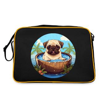 Carlin d’été avec coucher de soleil sur le cocotier - Sac Retro - noir/or - Dos