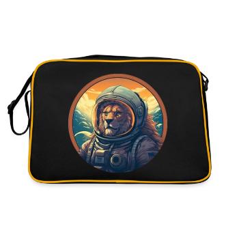 Astronaute Lion au coucher du soleil, créatif - Sac Retro - noir/or - Dos