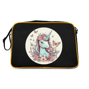 Spring awakening with unicorn and butterfly - Retro Bag - black/gold - Back
