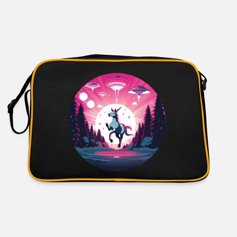 Alien-UFO-Entführung eines Einhorns Retro Tasche
