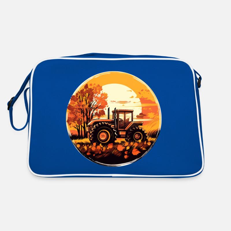 Traktor im Herbstlaub: Sunset Ernte Retro Tasche