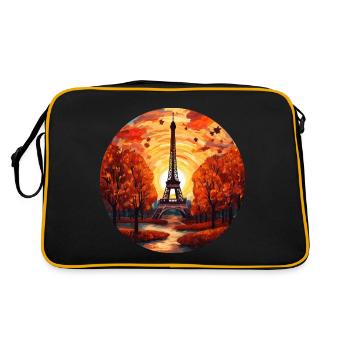 Herbstlicher Eiffelturm: Paris im Herbstlaub - Retro Tasche - Schwarz/Gold - Hinten