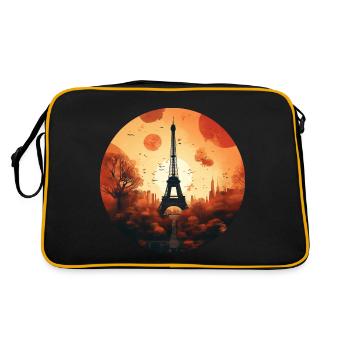 Sonnenuntergang in Paris: Eiffelturm und - Retro Tasche - Schwarz/Gold - Hinten