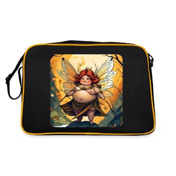 Cute fat fairy with wings - Retro Bag - black/gold - Back