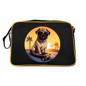 Skateboard Sunset Pug: Soirée fraîche - Sac Retro - noir/or - Dos