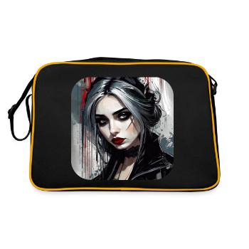 Fille gothique cool aux lèvres rouges - Sac Retro - noir/or - Dos