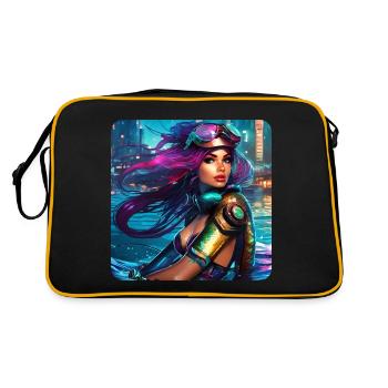 Fille cyberpunk cool avec des lunettes de soleil aviateur - Sac Retro - noir/or - Dos