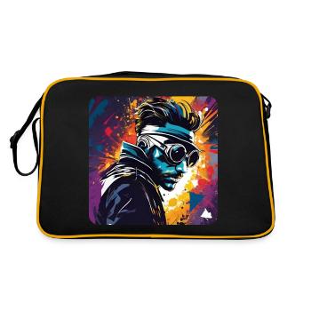 Homme steampunk cool avec des lunettes - Sac Retro - noir/or - Dos