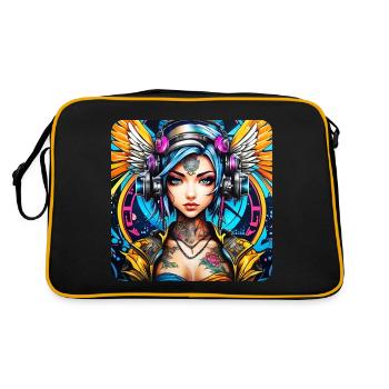 Ange cyberpunk cool avec des écouteurs - Sac Retro - noir/or - Dos
