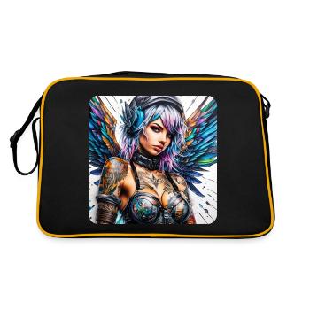 Ange cyberpunk cool avec des écouteurs - Sac Retro - noir/or - Dos