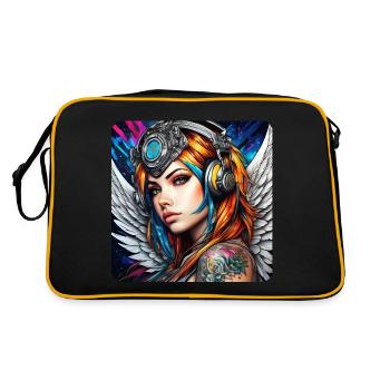 Ange cyberpunk cool avec des écouteurs - Sac Retro - noir/or - Dos