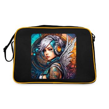 Ange cyberpunk cool avec des écouteurs - Sac Retro - noir/or - Dos