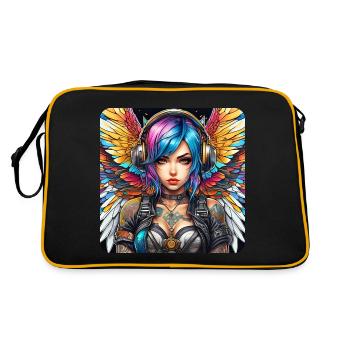 Ange cyberpunk cool avec des écouteurs - Sac Retro - noir/or - Dos