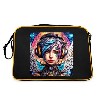 Ange cyberpunk cool avec des écouteurs - Sac Retro - noir/or - Dos