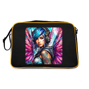 Ange cyberpunk cool avec des écouteurs - Sac Retro - noir/or - Dos