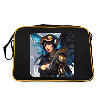 Ange cyberpunk cool avec des écouteurs - Sac Retro - noir/or - Dos