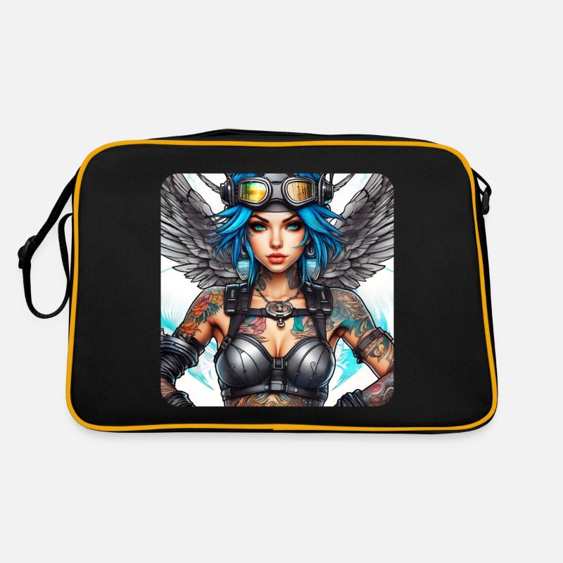 Cooler Cyberpunk Engel mit Kopfhörer Retro Tasche