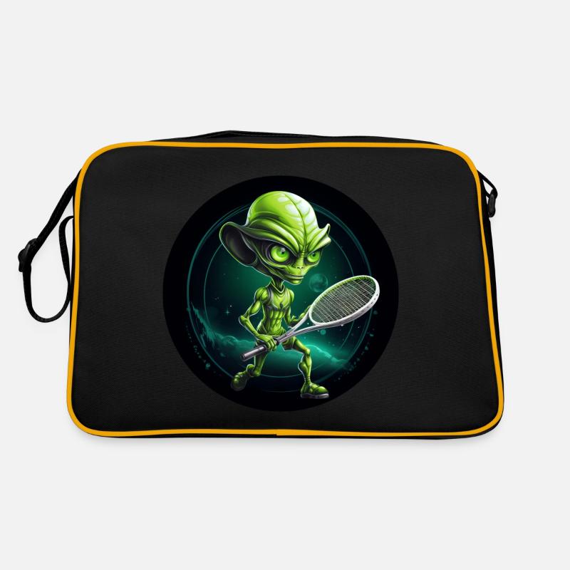 Cool Green Alien Tennis Player: Unique Sac Retro