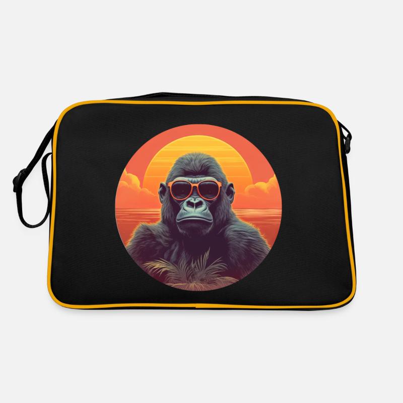Gorille cool au coucher du soleil: conception de singe détendue Sac Retro