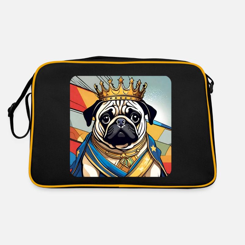 Cute royal pug with crown Retro Bag