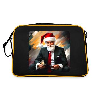 Cool modern Santa Claus in suit and tablet - Retro Bag - black/gold - Back
