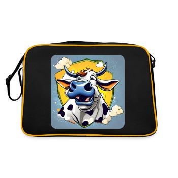 Verrückte Kuh - Retro Tasche - Schwarz/Gold - Hinten