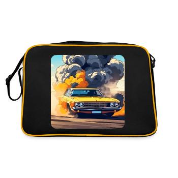 Oldtimer Drift Auto Turbo Rallye mit Rauch - Retro Tasche - Schwarz/Gold - Hinten