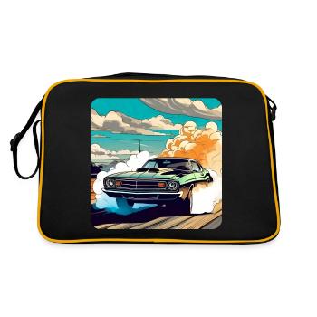Oldtimer Drift Auto Turbo Rallye mit Rauch - Retro Tasche - Schwarz/Gold - Hinten