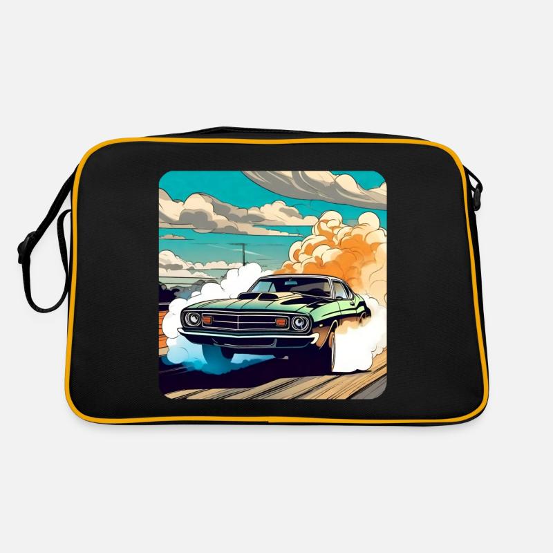 Oldtimer Drift Auto Turbo Rallye mit Rauch Retro Tasche