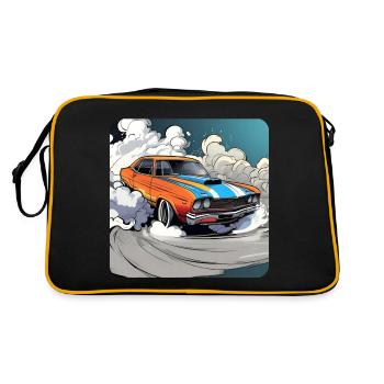 Oldtimer Drift Auto Turbo Rallye mit Rauch - Retro Tasche - Schwarz/Gold - Hinten