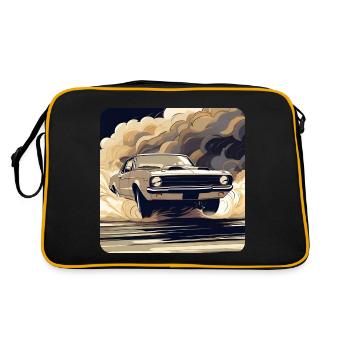Oldtimer Drift Auto Turbo Rallye mit Rauch - Retro Tasche - Schwarz/Gold - Hinten