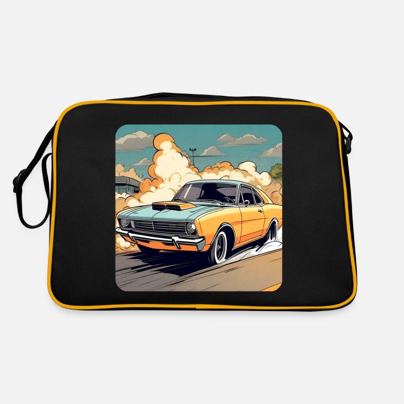 Oldtimer Drift Auto Turbo Rallye mit Rauch Retro Tasche