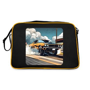 Oldtimer Drift Auto Turbo Rallye mit Rauch - Retro Tasche - Schwarz/Gold - Hinten