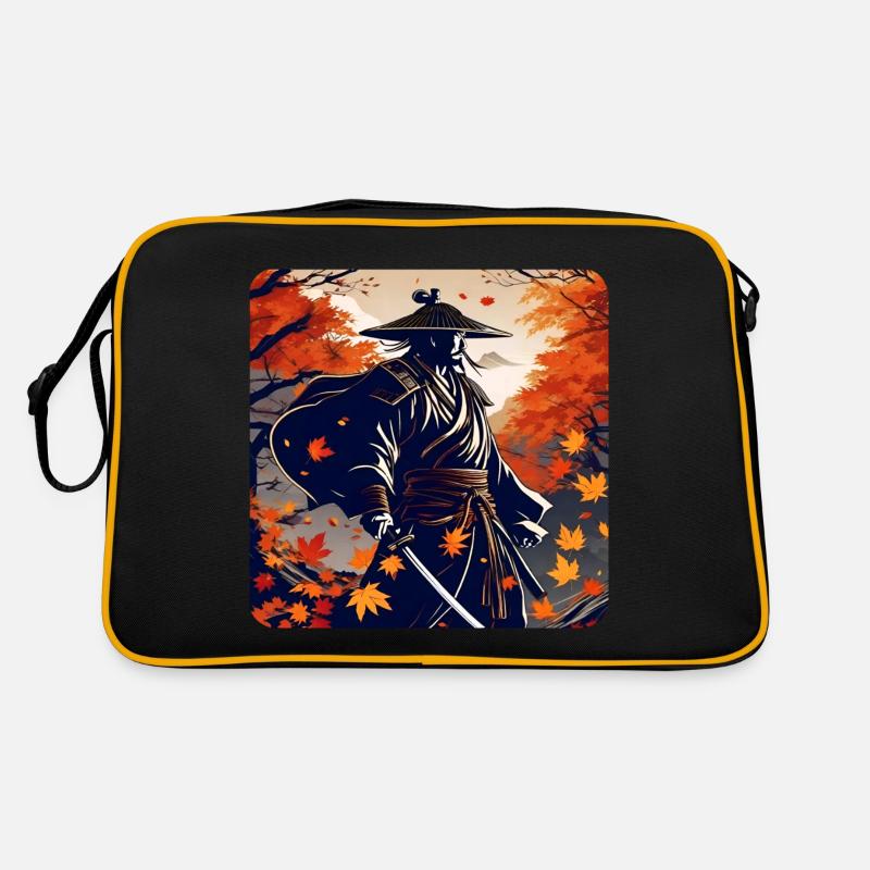 Proud samurai warrior with katana in autumn Retro Bag