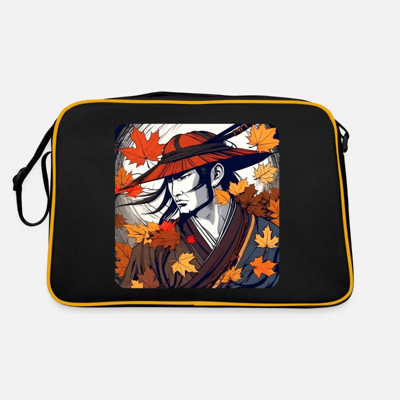 Stolzer Samurai Krieger im Herbst Retro Tasche