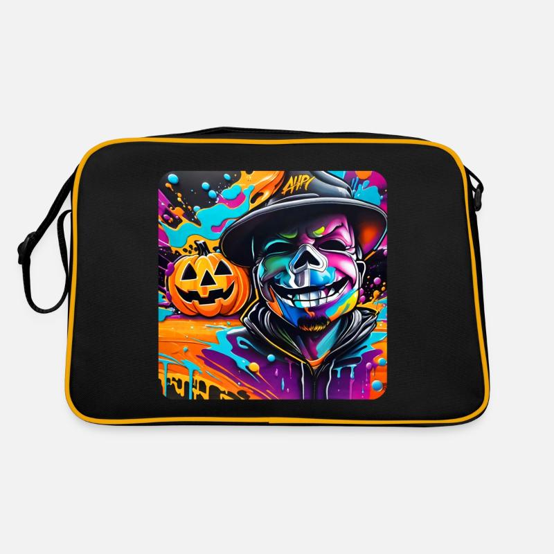 Graffiti Halloween Skull and Pumpkin Retro Bag